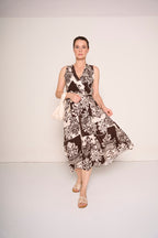 Abito midi floreale con cintura