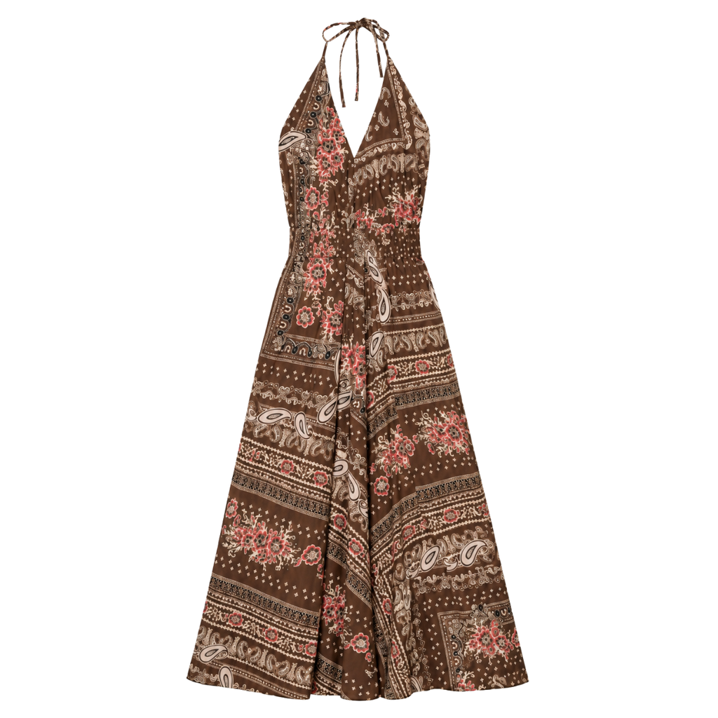 Abito midi boho chic con stampa floreale