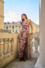 Carica l&#39;immagine nel visualizzatore di Gallery, Abito lungo fantasia con scollo all’americana
