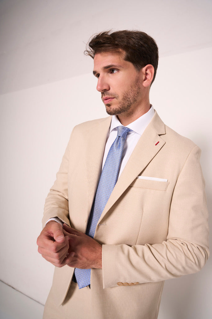 Abito uomo beige classico in due pezzi