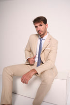 Abito uomo beige classico in due pezzi