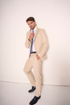 Abito uomo beige classico in due pezzi