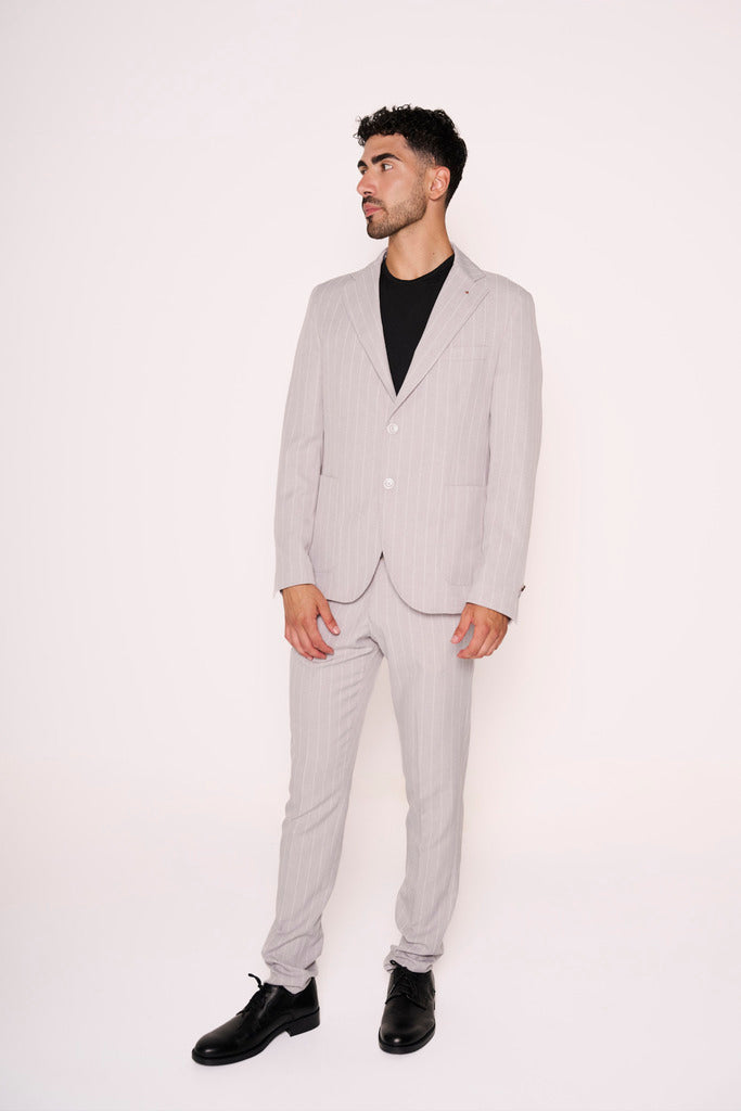 Abito uomo slim fit grigio gessato
