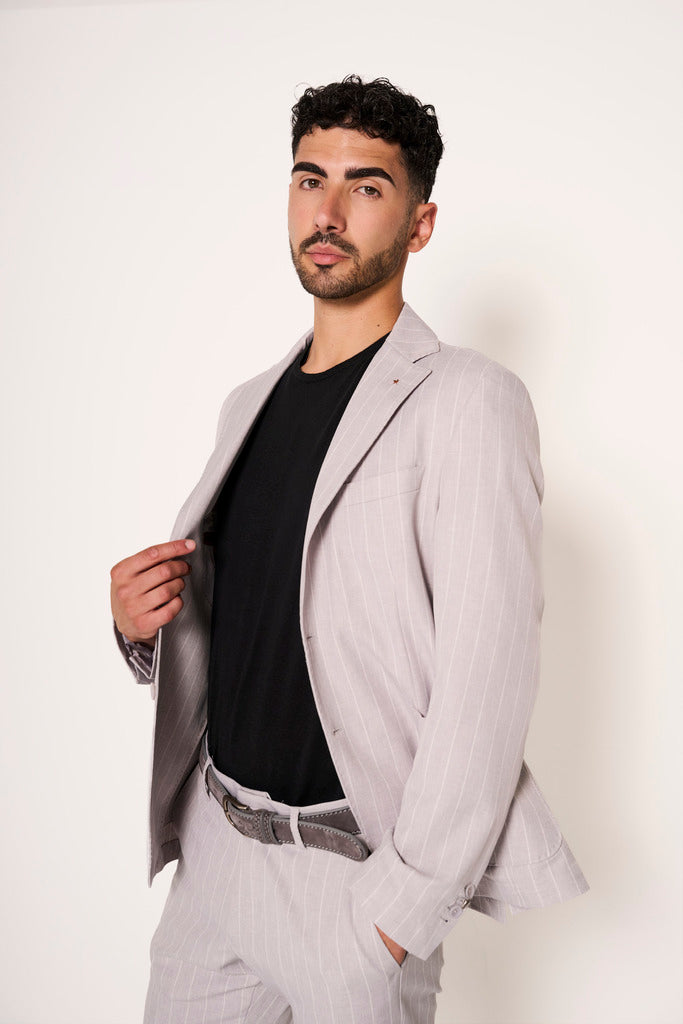 Abito uomo slim fit grigio gessato