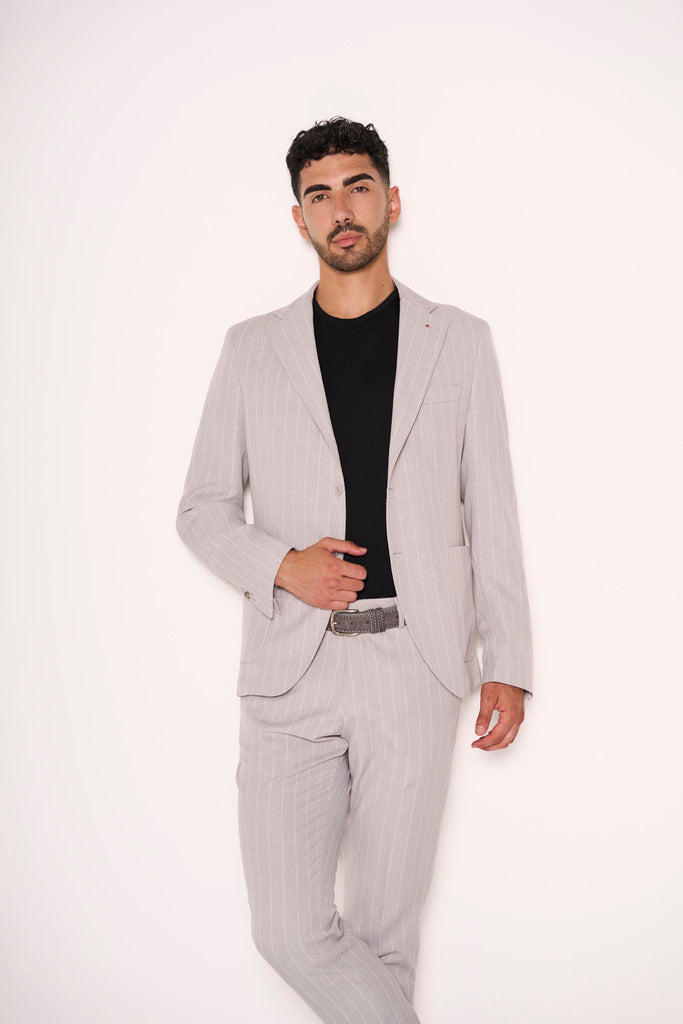 Abito uomo slim fit grigio gessato