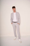 Abito Uomo Slim Fit in Lino e Viscosa Grigio Chiaro