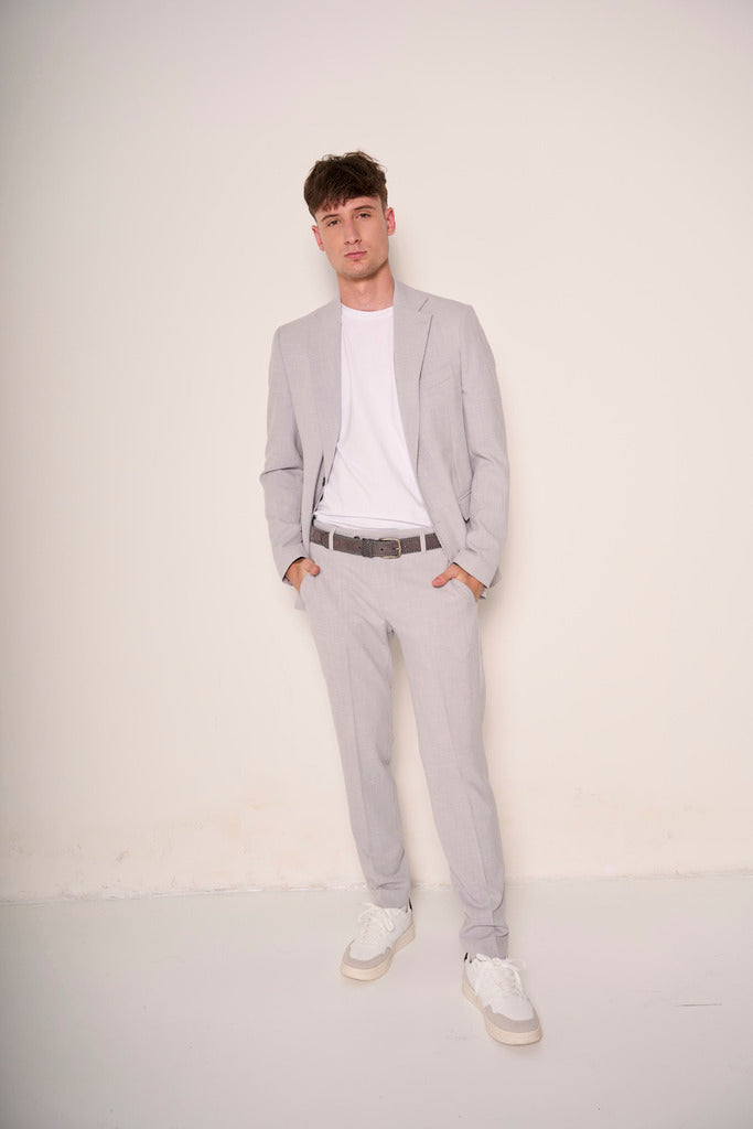 Abito Uomo Slim Fit in Lino e Viscosa Grigio Chiaro