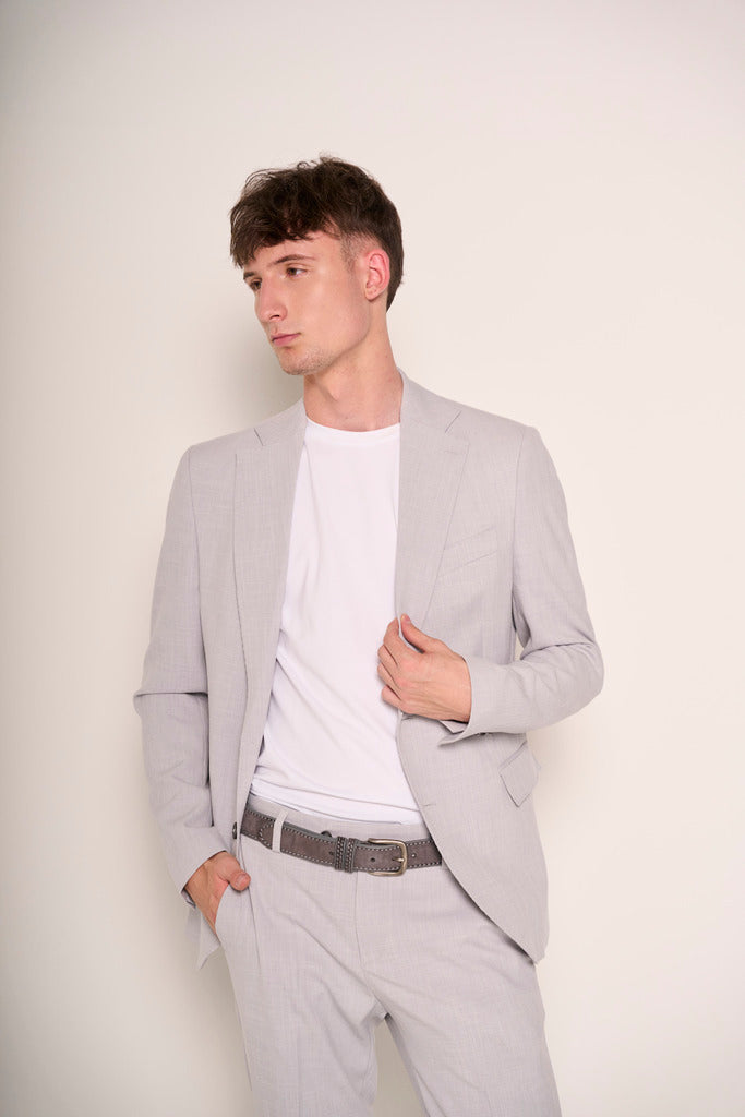 Abito Uomo Slim Fit in Lino e Viscosa Grigio Chiaro
