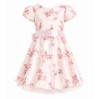 Abito in fantasia con fiori e tulle