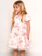 Abito in fantasia con fiori e tulle