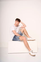 Bermuda in denim vintage lavaggio medio