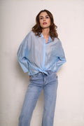 Camicia ampia con colletto coreano