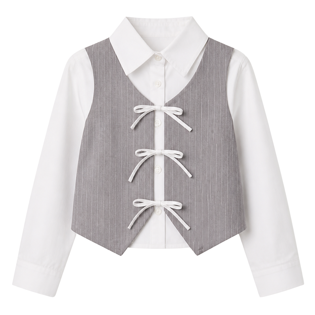 Camicia bianca con corpetto gessato