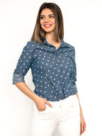 Camicia denim con stampa