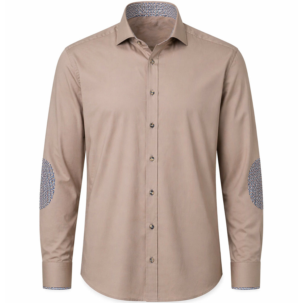 Camicia Uomo Slim Fit con Toppe a Contrasto
