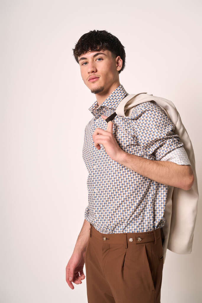 Camicia Uomo Slim Fit Fantasia Micro Geometrica