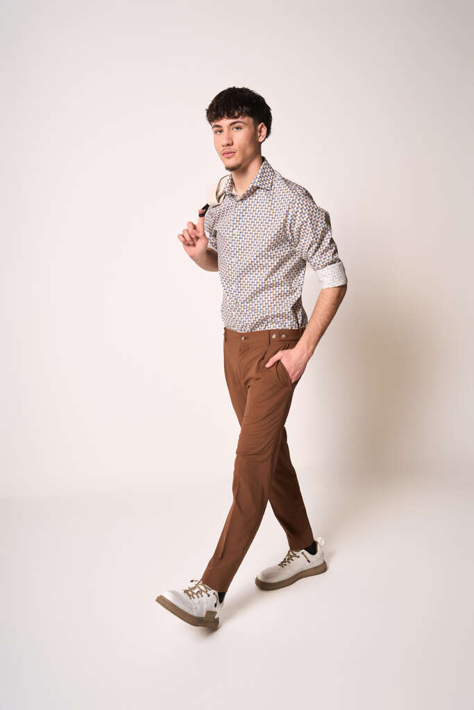 Camicia Uomo Slim Fit Fantasia Micro Geometrica