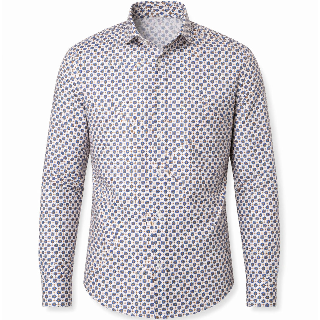 Camicia Uomo Slim Fit Fantasia Micro Geometrica