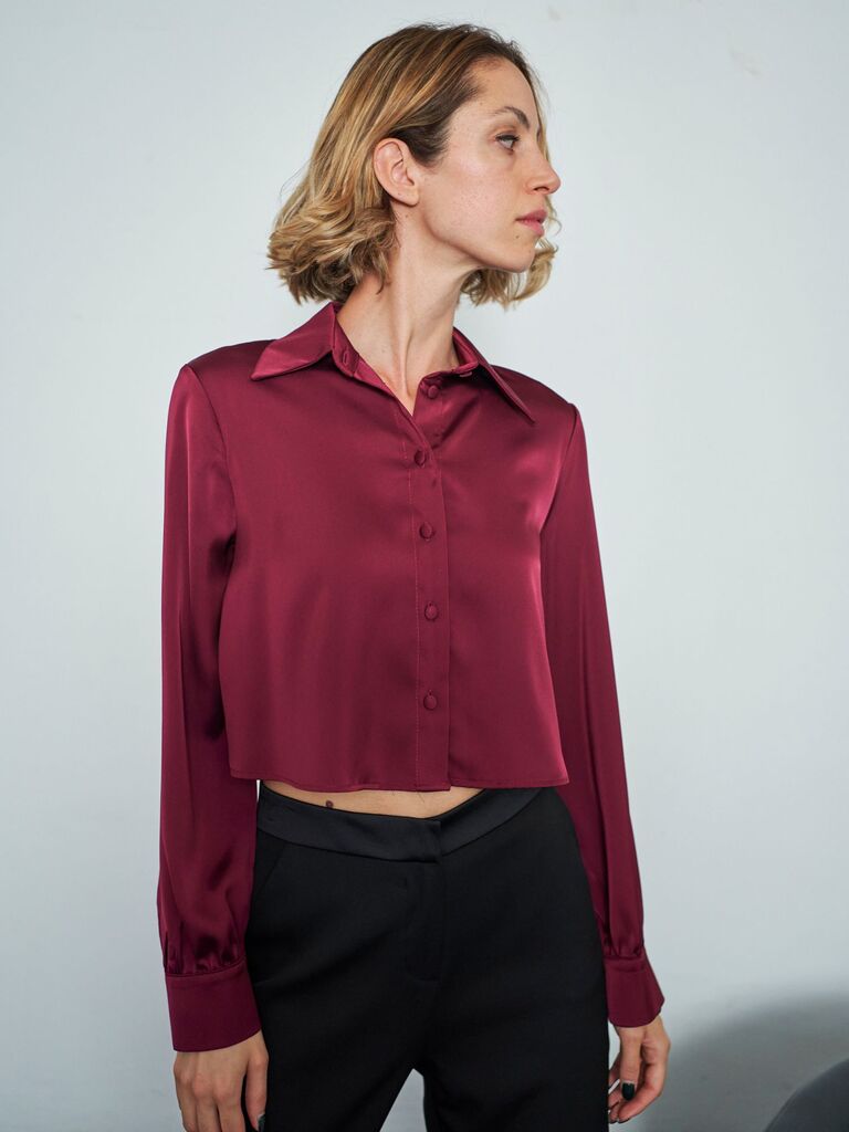 Camicia cropped di raso