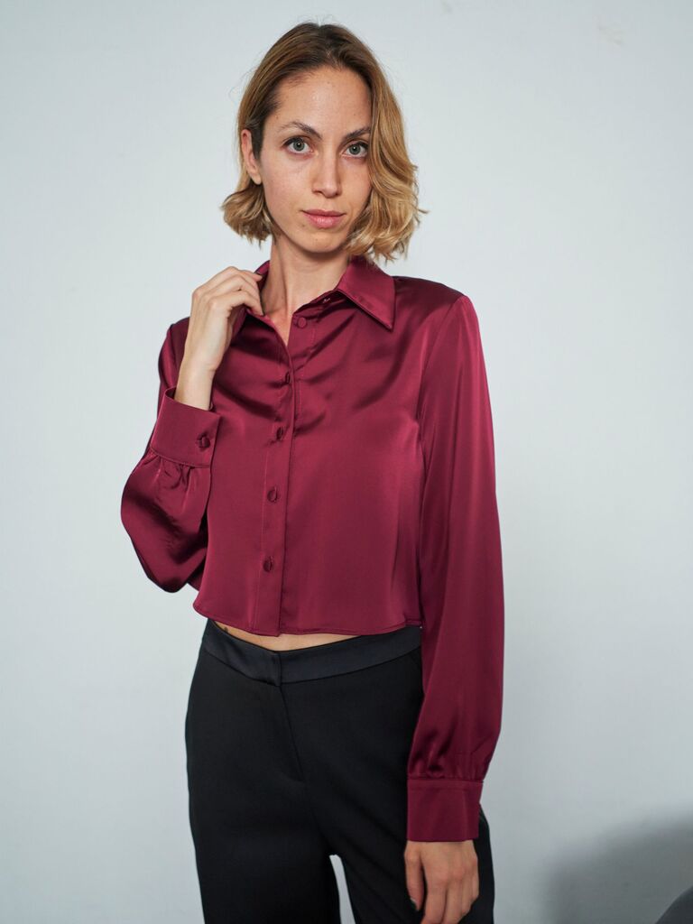 Camicia cropped di raso