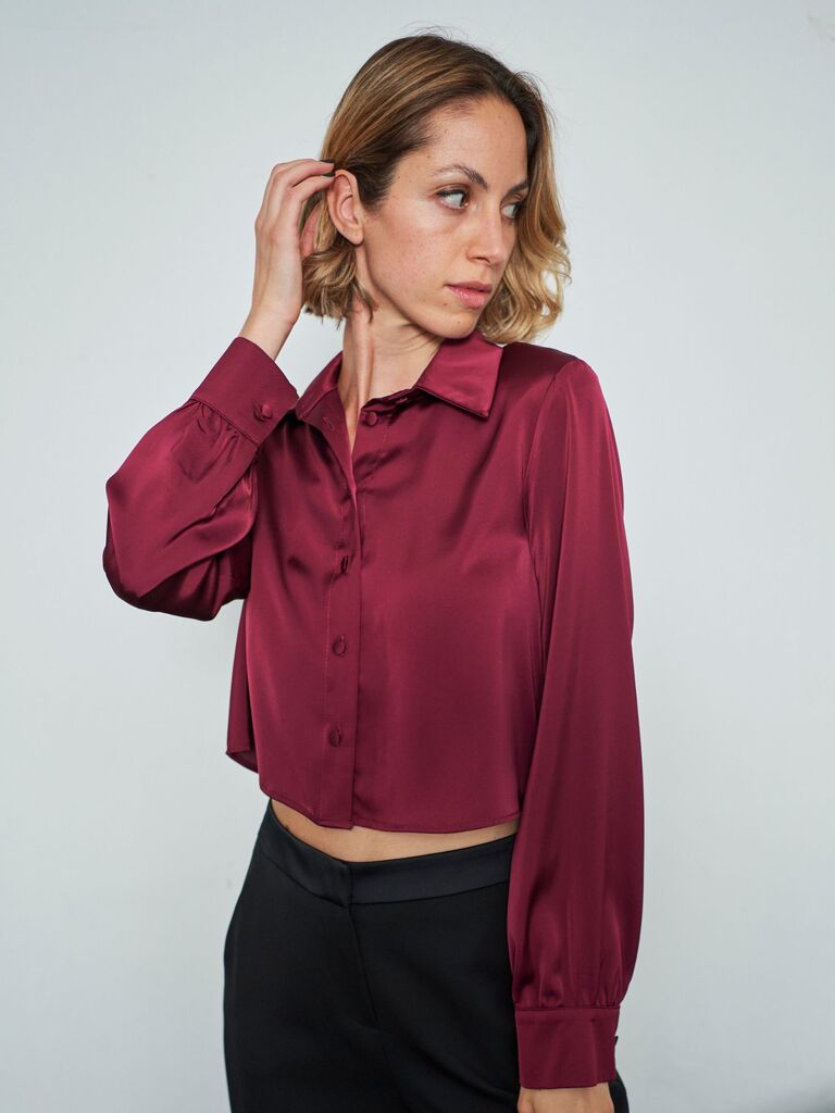 Camicia cropped di raso