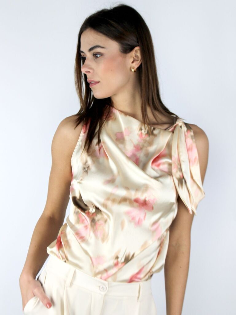 Camicia mano raso stampata
