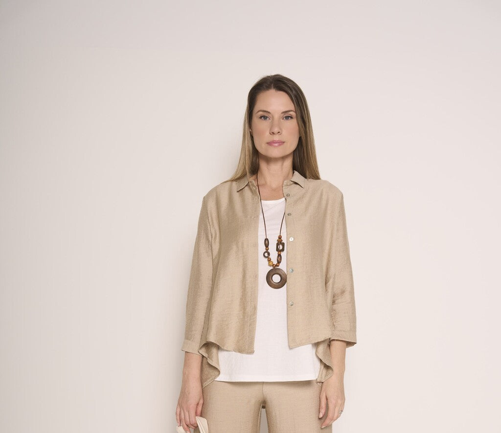 Camicia in misto lino con orlo asimmetrico