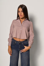 Camicia cropped a righe