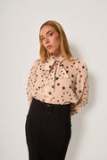 Camicia in voile con fiocco e pois