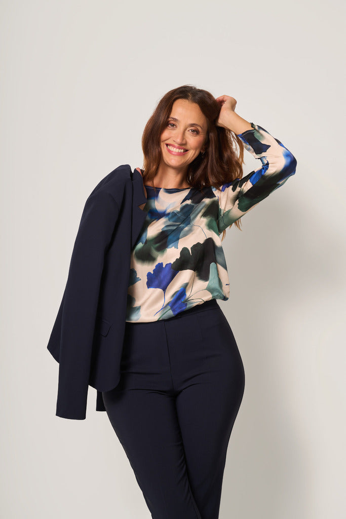 Camicia satin con stampa floreale