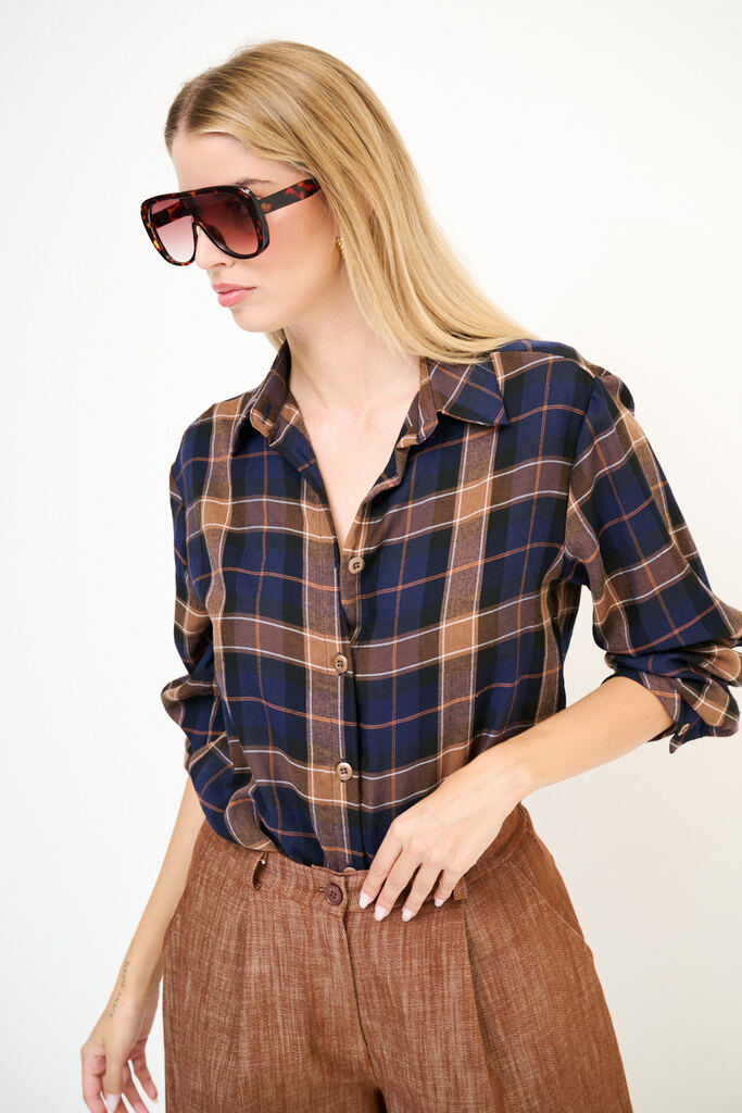Camicia da donna over con fantasia tartan