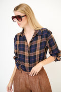 Camicia da donna over con fantasia tartan