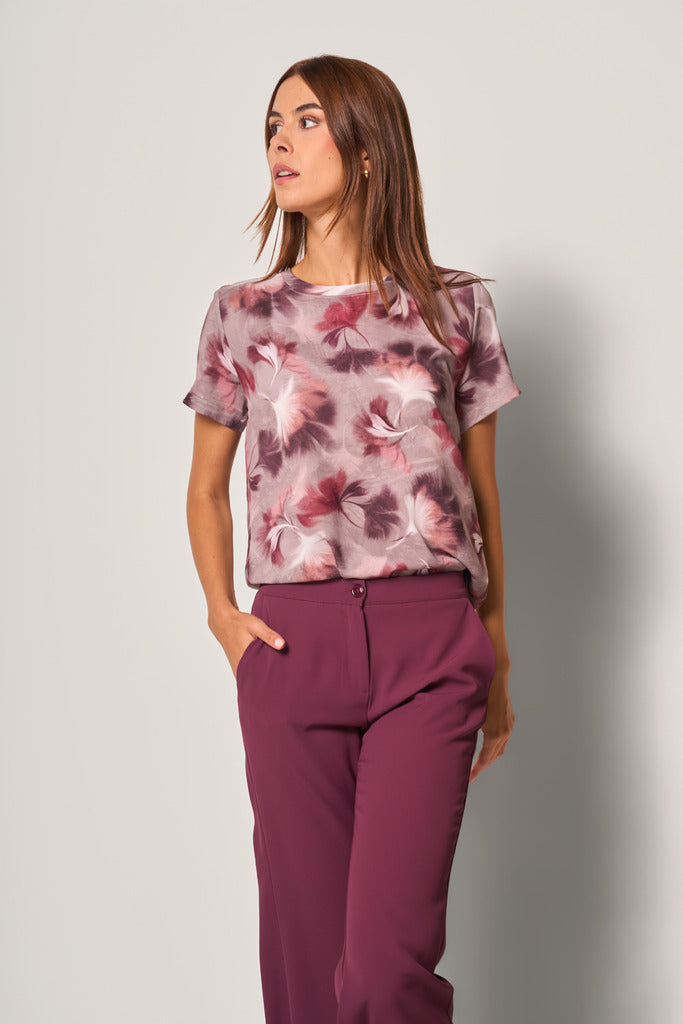 Blusa in satin fantasia donna