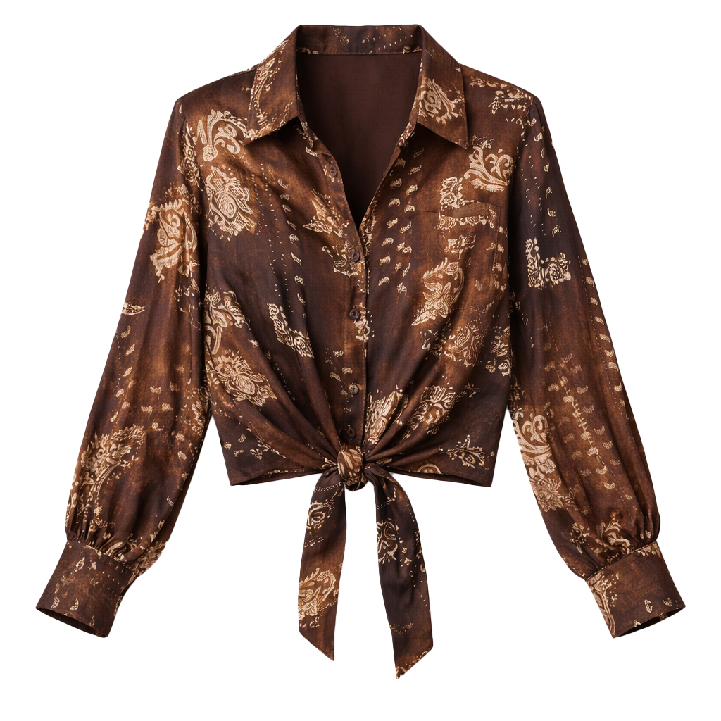 Camicia Crop con Nodo Frontale