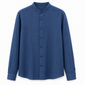 Camicia uomo in misto lino con collo coreano