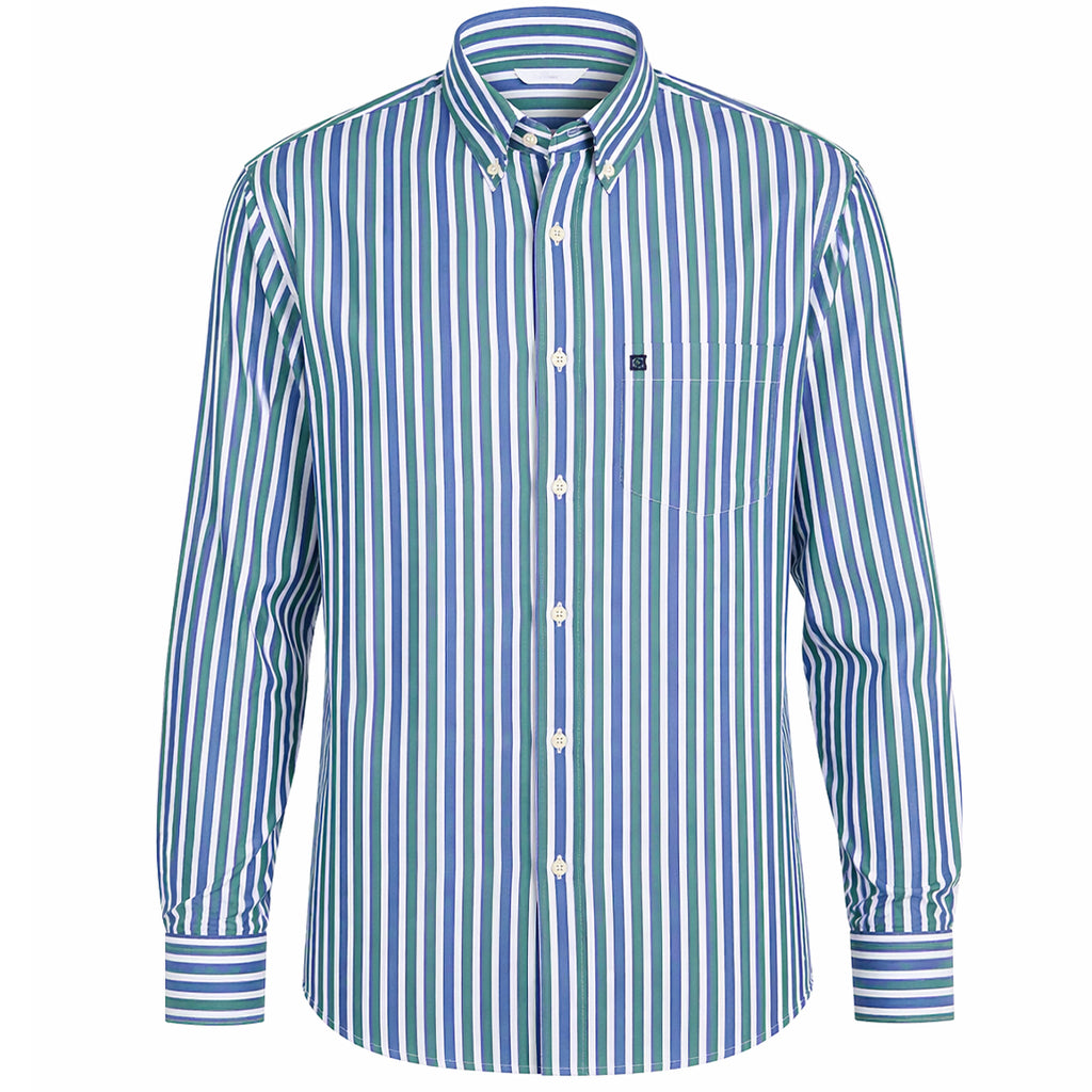 Camicia Uomo a Righe con Taschino e Colletto Button-down