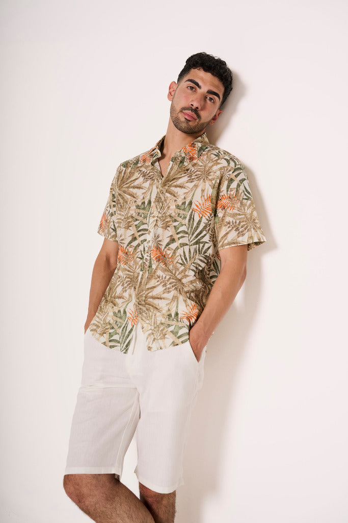 Camiciotto in mussola a fantasia tropicale