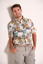 Camicia Uomo Fantasia Floreale in Cotone a Manica Corta