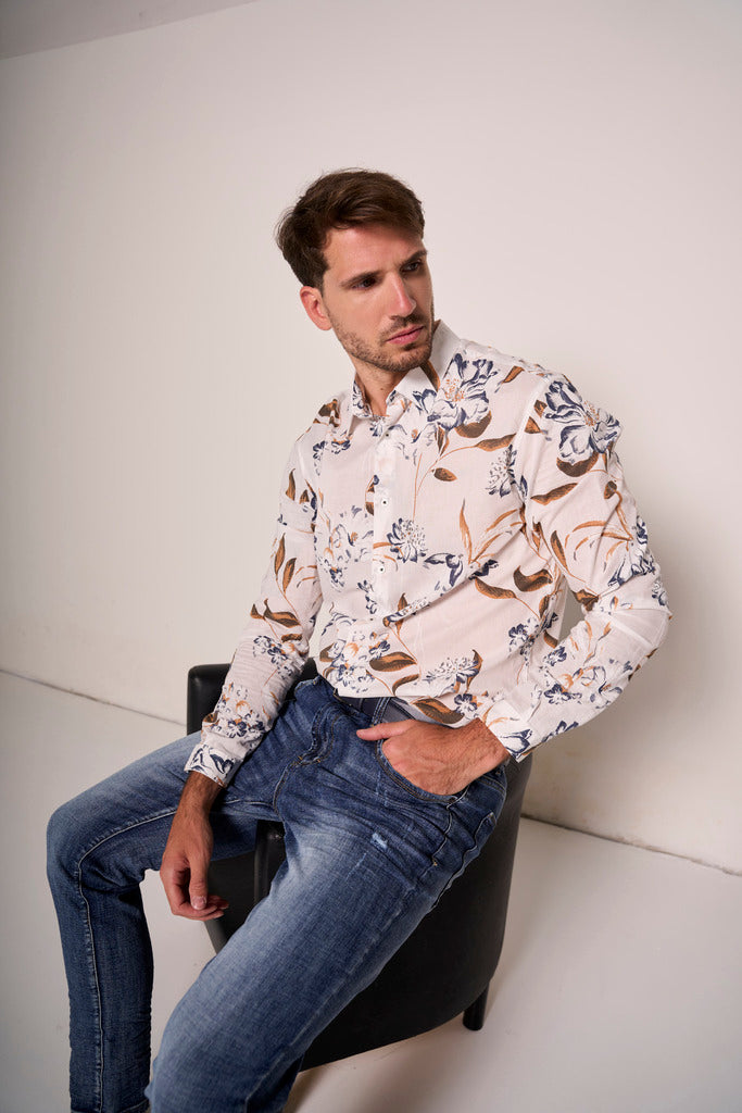 Camicia floreale in cotone leggero