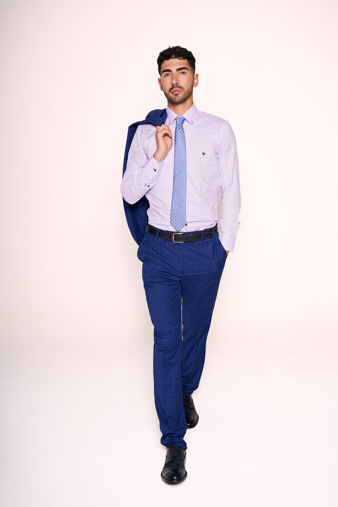 Camicia uomo con cuciture a contrasto