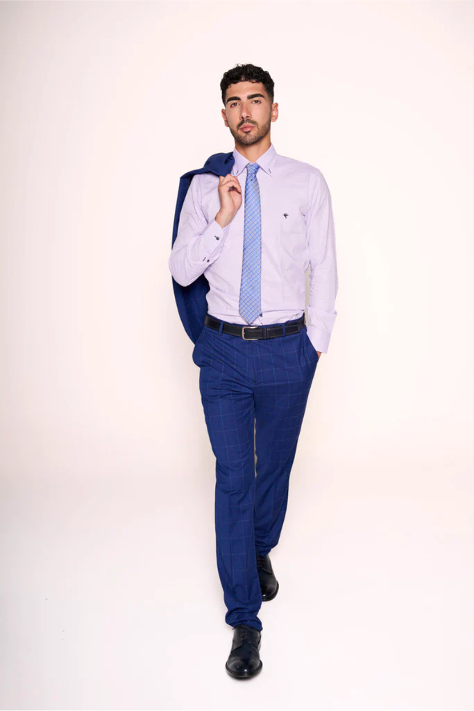 Camicia Uomo con Cuciture a Contrasto