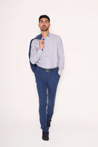 Camicia in Misto Lino con Bottoni Ricoperti