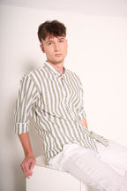 Camicia con Collo alla Coreana a Righe