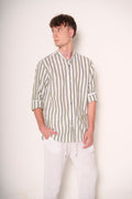 Camicia con Collo alla Coreana a Righe