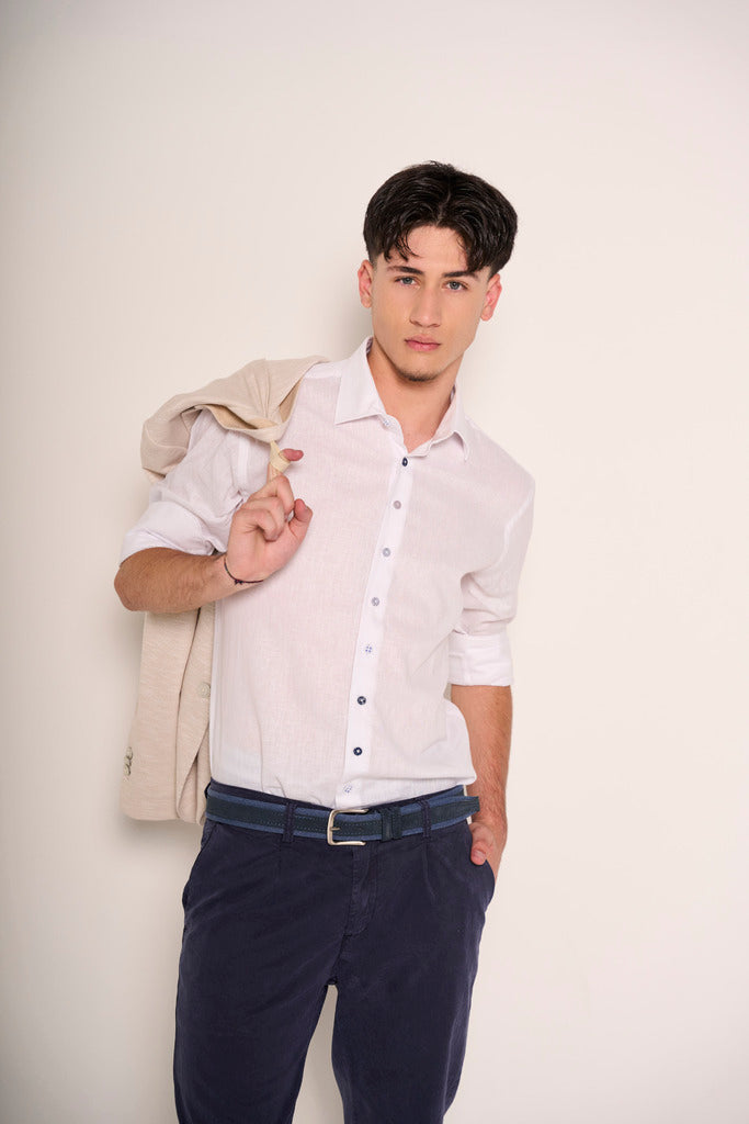Camicia Giovanile con Bottoni Ricoperti