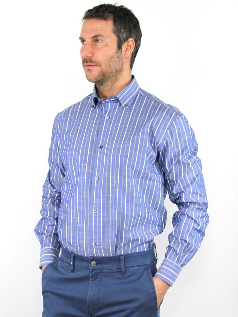 Camicia rigata bicolore