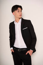 Camicia da ragazzo stretch con collo alla francese