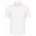 Camicia in Misto Lino con Bottoni a Contrasto