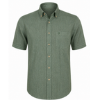 Camicia in Misto Lino con Bottoni a Contrasto