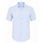 Camicia in Misto Lino con Bottoni a Contrasto